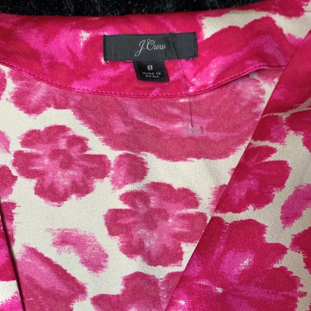 J.Crew Women's Deep V-Neck Long Sleeve Button-Front Top in Shaded Floral Size 8